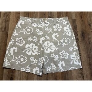 Islander Shorts, Men's Size 40, Grey White, Floral, Flat Front, Casual